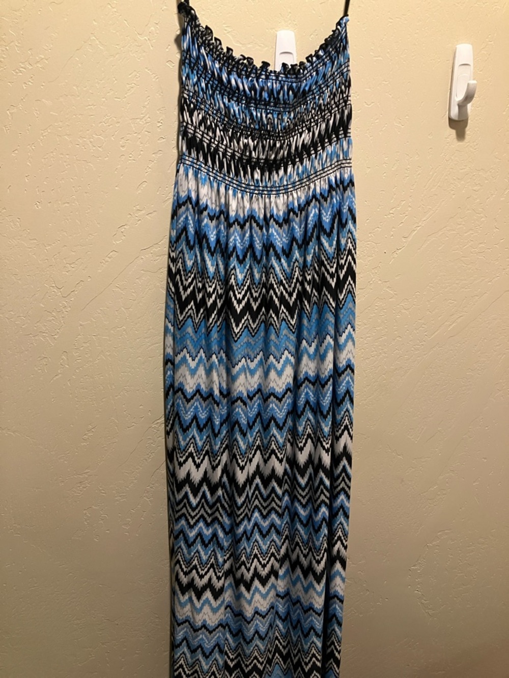 EUC Express Blue, Gray & Black Chevron Smock Maxi Skirt Or Dress  Size Small